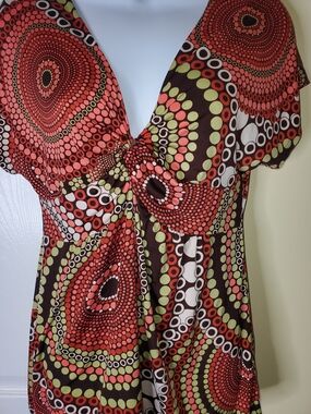 Zoey Beth Retro Geometric Tie-Waist Top – Size L